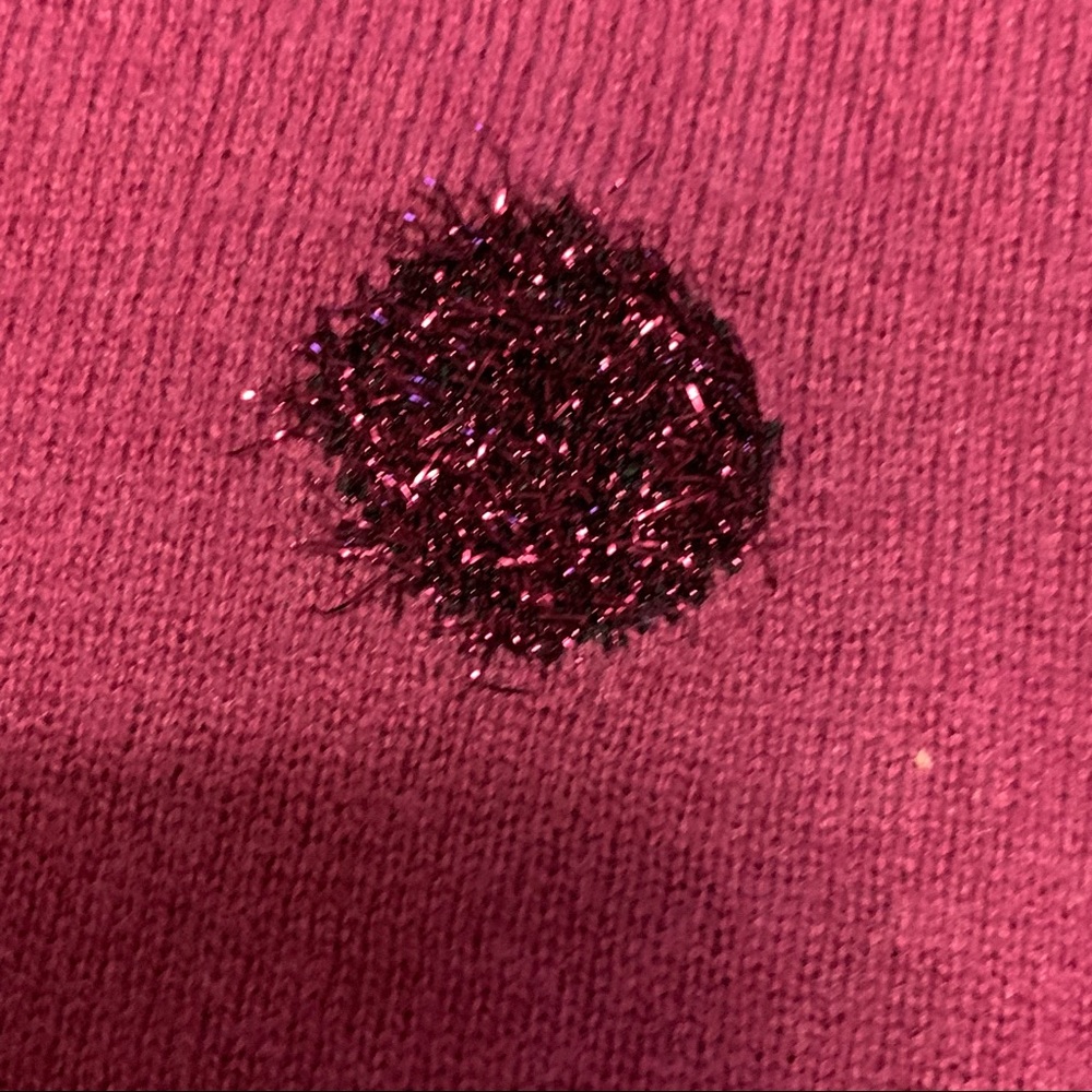 Talbots Sweater lamb’s wool blend tinsel polka dot sweater plum mulberry Size M - Picture 3 of 4